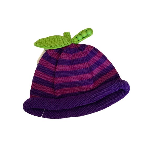 New Margareta Horn Designs Handmade Knit Cap Beanie Hat Purple Peas in Pod Ret $ - Picture 2 of 2